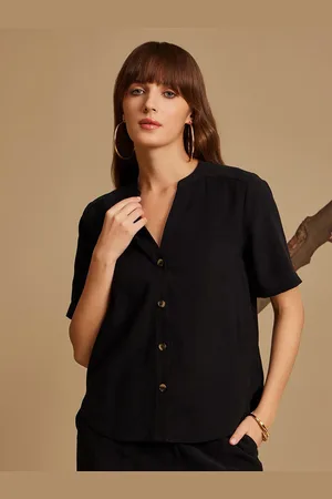 Kazo Women Mandarin Collar Shirt Style Top
