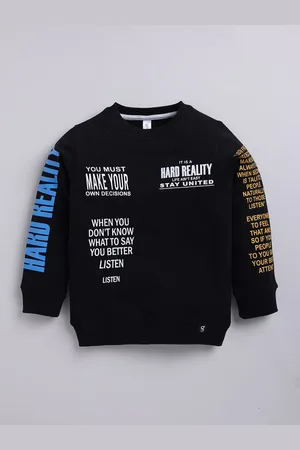 Ginie Boys Typography Printed Round Neck Cotton Sweatshirt