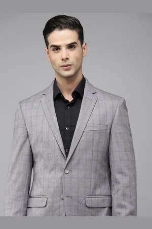 Park Avenue Super Slim Fit Checked Single Breasted Blazer
