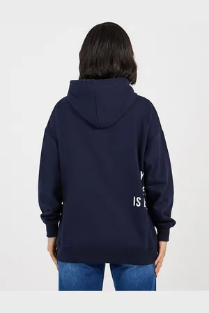 Styli Women Typography Printed Oversized Fit Longline Hoodie