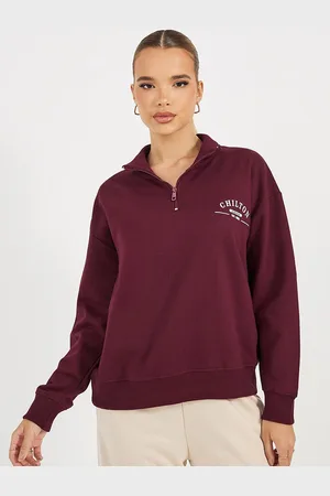 Styli Women Regular Fit Regular Length Half Zip Slogan Sweatshirt