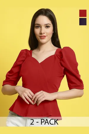 Metronaut Women Pack Of 2 Sweetheart Neck Crop Top