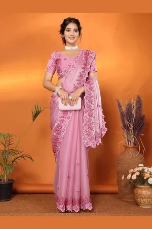 ALAGINI Ethnic Motifs Embroidered Saree with Blouse Piece