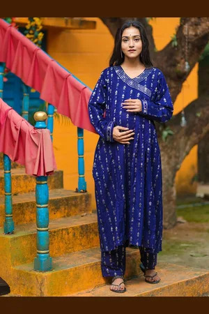 Aujjessa Women Angrakha Sequinned Kurta with Trousers