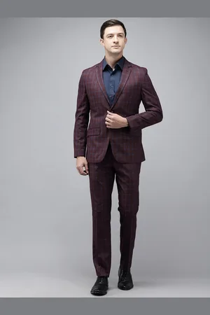 Park Avenue Checked Super Slim Fit Notched Lapel Collar 2 Piece Formal Suit