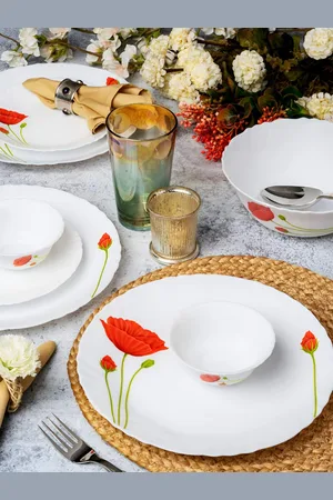 Cello White 19 Pieces Opalware Dishwasher and Microwave Safe Dinner Set