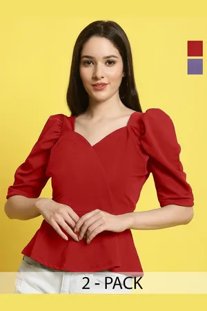 Metronaut Women Pack Of 2 Sweetheart Neck Crop Top