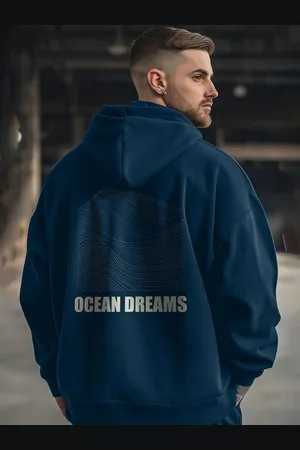 NOBERO Men Oversized Printed Hooded Sweatshirt