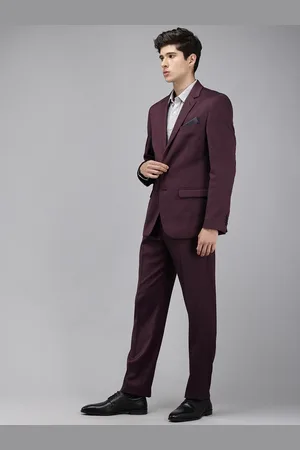 Park Avenue Self Design Notched Lapel Single-Breasted 2 Piece Suits