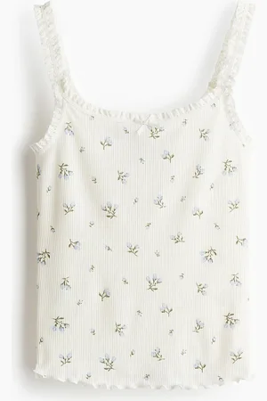 H&M Women Lace-Trimmed Jersey Strappy Top
