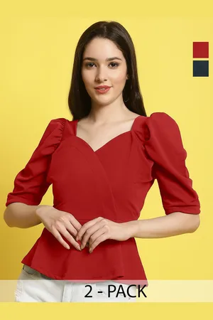 Metronaut Women Pack Of 2 Sweetheart Neck Crop Top