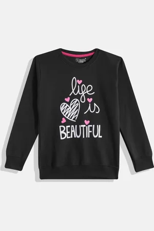 Eteenz Girls Typography Printed Sweatshirt