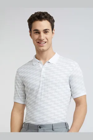 Park Avenue Men Abstract Printed Polo Collar Cotton T-shirt