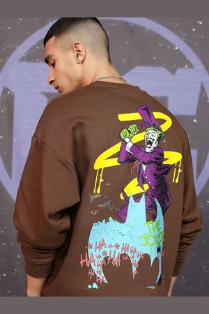 Highlander Men Warner Bros Joker Printed Oversized Pullover Sweatshirt