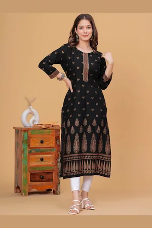 DRESSAR Floral Printed Gotta Patti Straight Kurta
