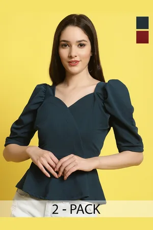 Metronaut Pack Of 2 Women Sweetheart Neck Crop Top