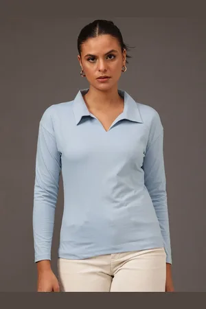 MINT STREET Women Striped Polo Collar Pockets T-shirt