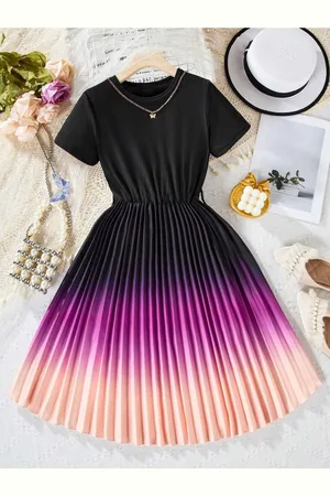 Miss & Chief Girls Tie and Dye Printed Fit & Flare Midi Dress