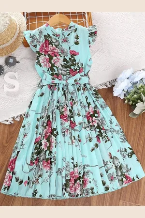 Miss & Chief Girls Floral Printed Fit & Flare Midi Dress