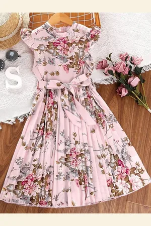 Miss & Chief Girls Floral Printed Fit & Flare Midi Dress