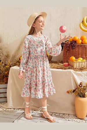 Miss & Chief Girls Floral Printed Fit & Flare Dress