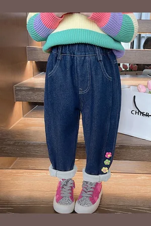 LULU & SKY Girls Straight Fit Low Distress Light Fade Jeans