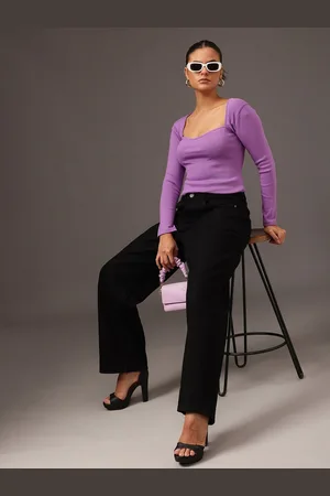 STREET 9 Women Square Neck Cotton Crop Top