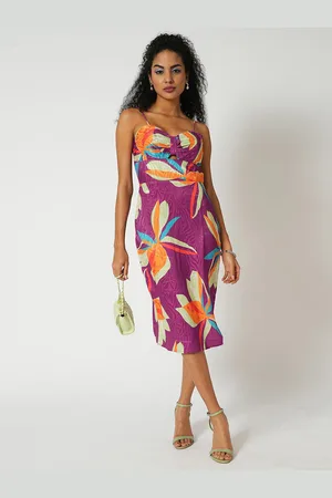 Globus Women Floral Printed Shoulder Straps Midi Sheath Dress