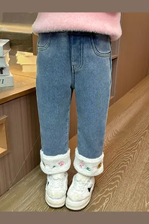 LULU & SKY Girls Straight Fit High-Rise Low Distress Jeans