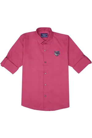 CHARCHIT Boys Comfort Cutaway Collar Solid Cotton Casual Shirt