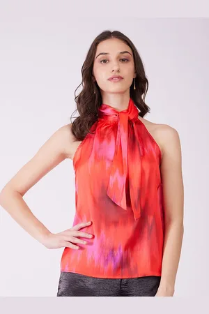 FableStreet Women Ombre Printed Halter Neck Top