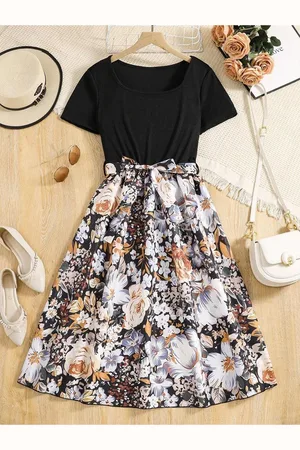 Miss & Chief Girls Floral Printed Fit & Flare Dress