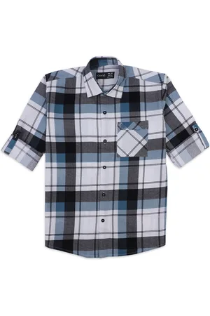 CAVIO Boys Comfort Spread Collar Checked Cotton Casual Shirt