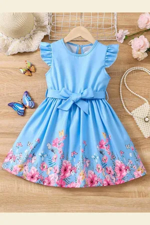 Miss & Chief Girls Floral Printed Fit & Flare Dress