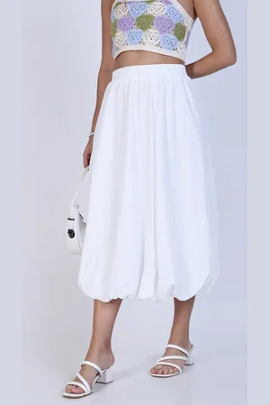 SHOWOFF Women Woven Balloon Slip-On Midi Skirt