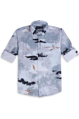 CAVIO Boys Comfort Spread Collar Abstract Printed Cotton Casual Shirt