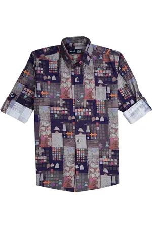 CAVIO Boys Comfort Abstract Printed Spread Collar Casual Shirt