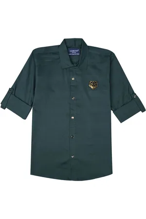 CHARCHIT Boys Comfort Cutaway Collar Solid Cotton Casual Shirt