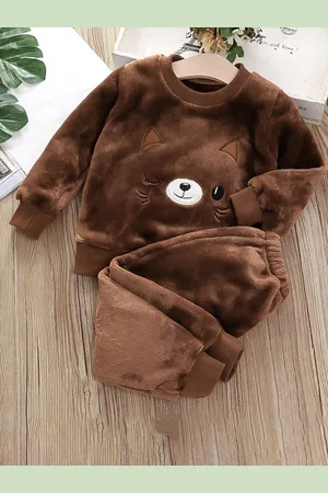 Babymoon Unisex Kids Self Design Round Neck Long Sleeves Sweatshirt With Jogger