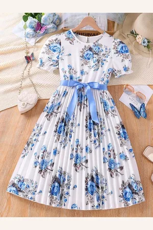 Miss & Chief Girls Floral Printed Fit & Flare Maxi Dress