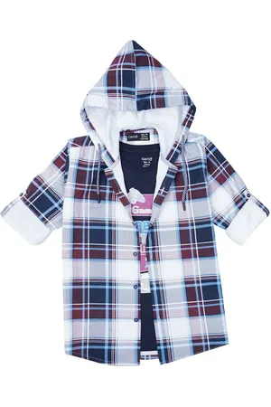 CAVIO Boys Checked Casual Shirt & T-Shirt