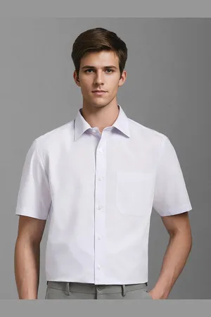 Louis Philippe Men Classic Spread Collar Solid Cotton Formal Shirt