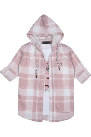 CAVIO Boys Pack Of 2 Comfort Hood Tartan Checked Cotton Casual Shirts