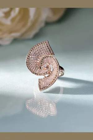 Priyaasi Rose Gold-Plated Geometric Shaped American Diamond Stone-Studded Finger Ring