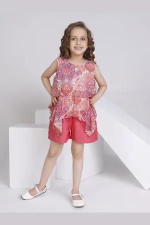 Peppermint Girls Printed Round Neck Top with Shorts