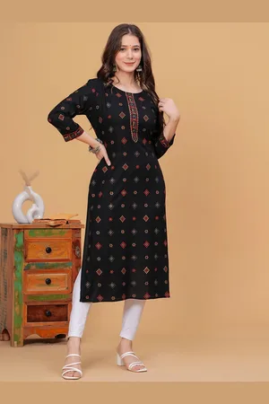 DRESSAR Geometric Printed Gotta Patti Regular Straight Kurta