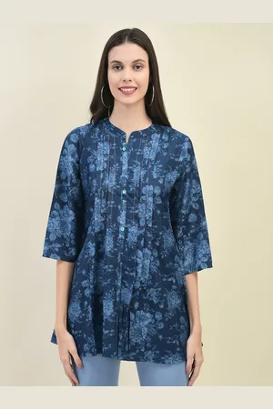 Shree Women Liva Mandarin Collar Printed Tunic