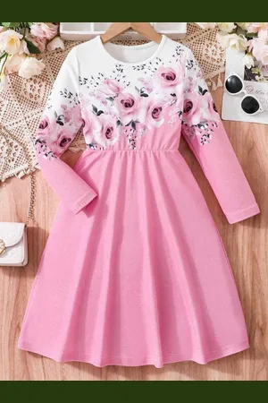 Miss & Chief Girls Floral Printed Fit & Flare Dress
