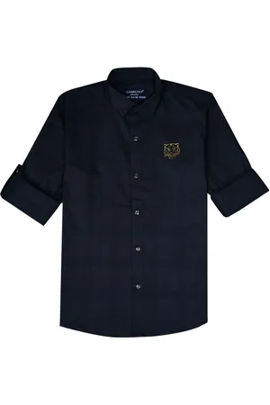 CHARCHIT Boys Comfort Spread Collar Solid Cotton Casual Shirt