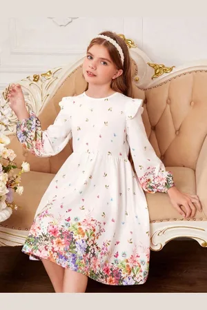 Miss & Chief Girls Floral Printed Cotton Fit & Flare Dress